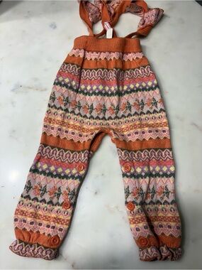 Matilda Jane Pumpkin Pie Orange Pink Multi Fair Isle Knit Romper